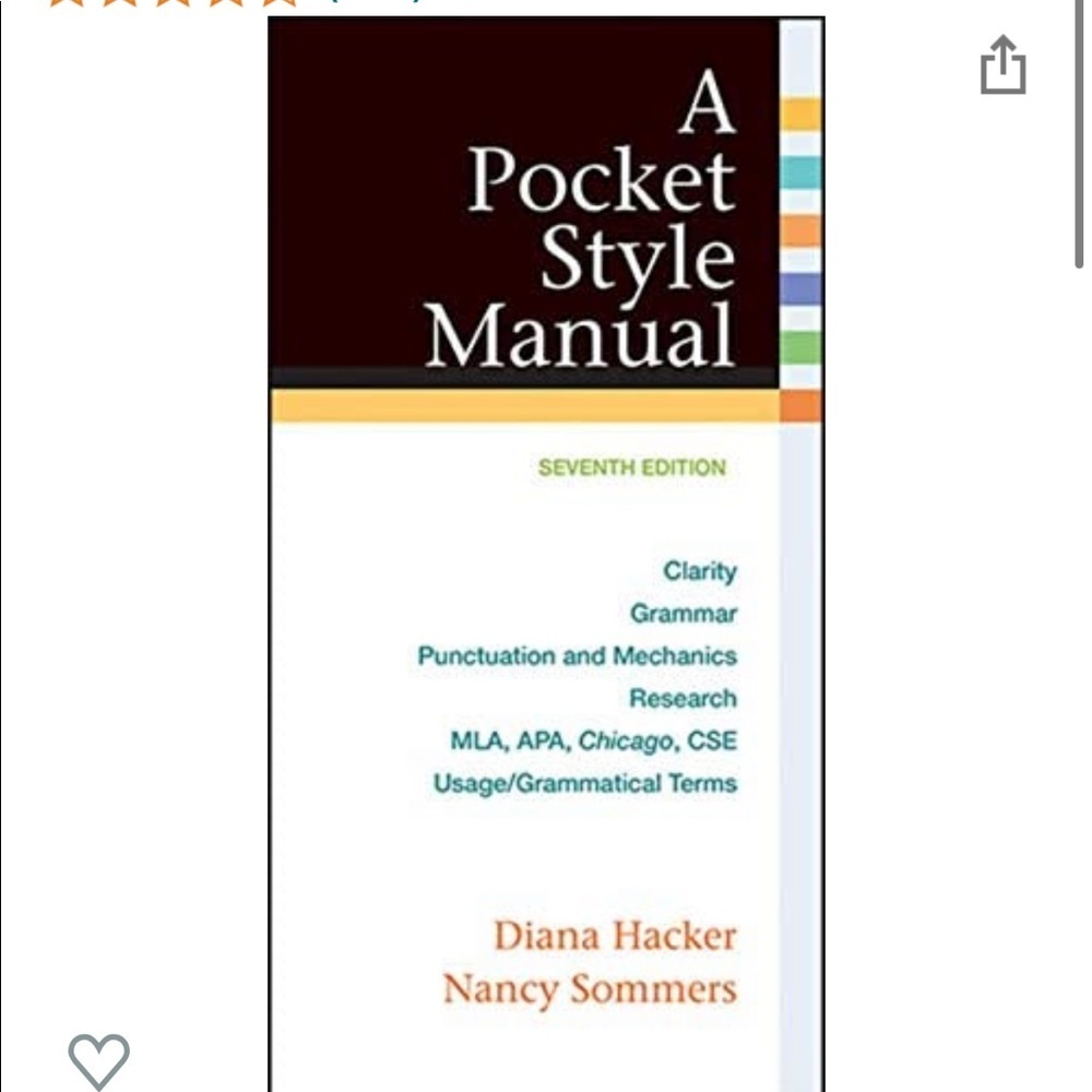 Hacker A Pocket Style Manual
7th SEVENTH edition English book Bedford St. martin